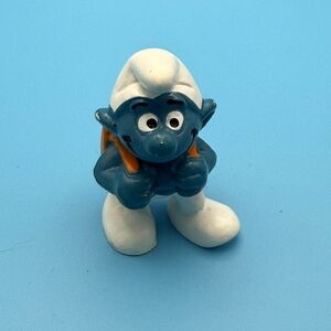 🤍💙Pupil Smurf (Student) with Orange Backpack – Bully W. Germany Vintage Smur💙